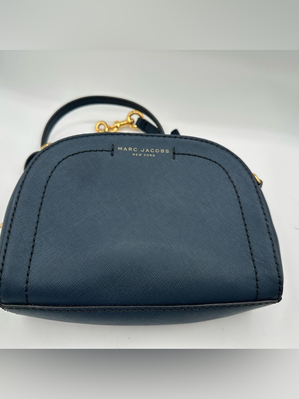 Marc Jacobs Navy Mini Dome Crossbody with Gold Hardware
